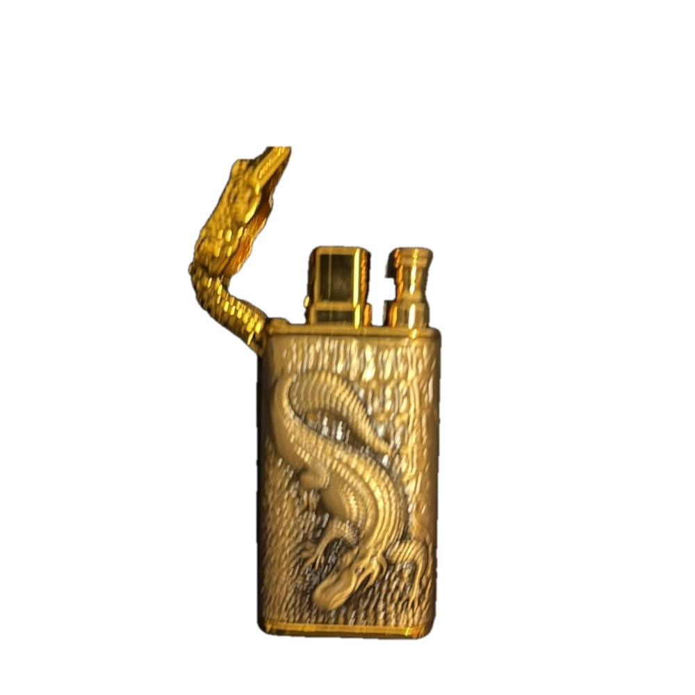 Fathers day!New Bronze & Gold Alligator fire breathing Cigar lighter set  EA019B - Picture 3 of 7